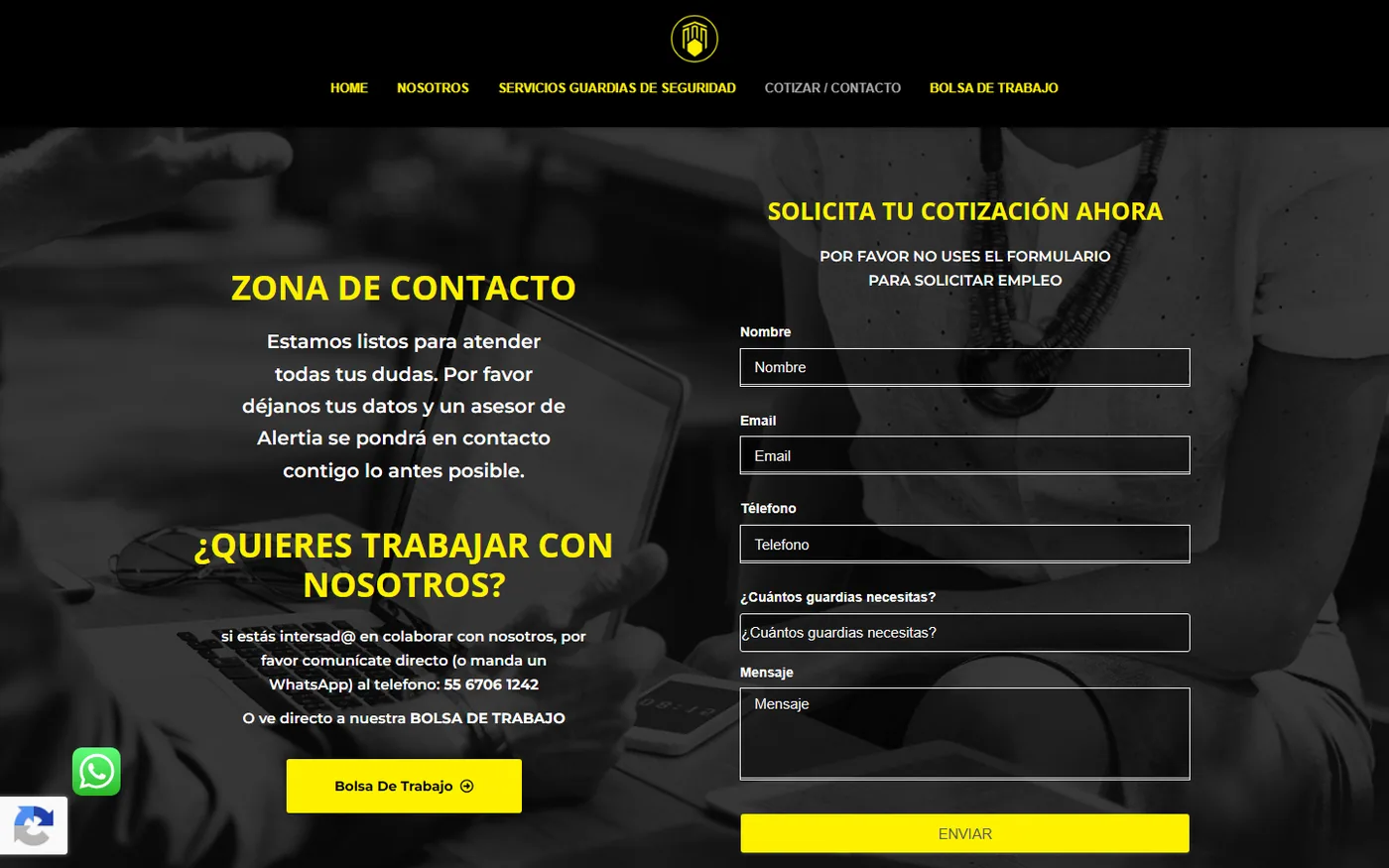 Sitio de Alertia en escritorio, pantalla 2