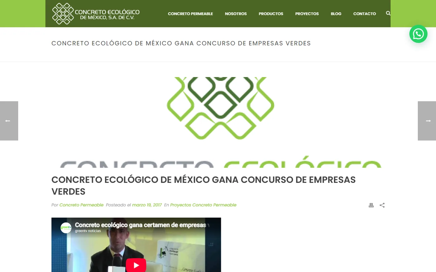 Sitio de Concreto Ecológico en escritorio, pantalla 2