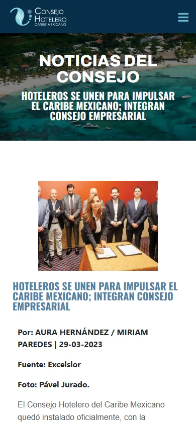 Sitio de Consejo Hotelero Del Caribe Mexicano en movil, pantalla 3