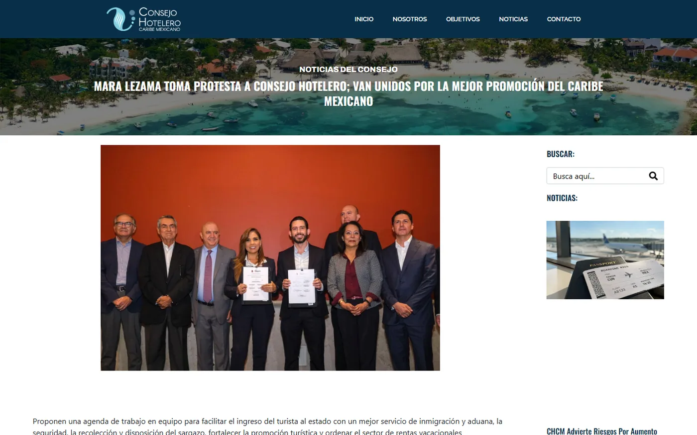 Sitio de Consejo Hotelero Del Caribe Mexicano en escritorio, pantalla 4