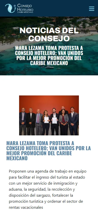 Sitio de Consejo Hotelero Del Caribe Mexicano en movil, pantalla 4