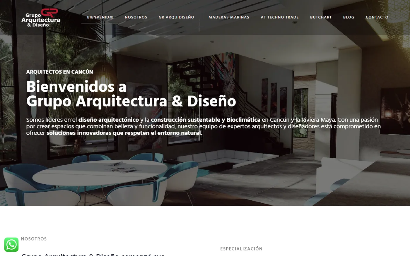Sitio de Grupo Arquitectura & Diseño en escritorio, pantalla 1