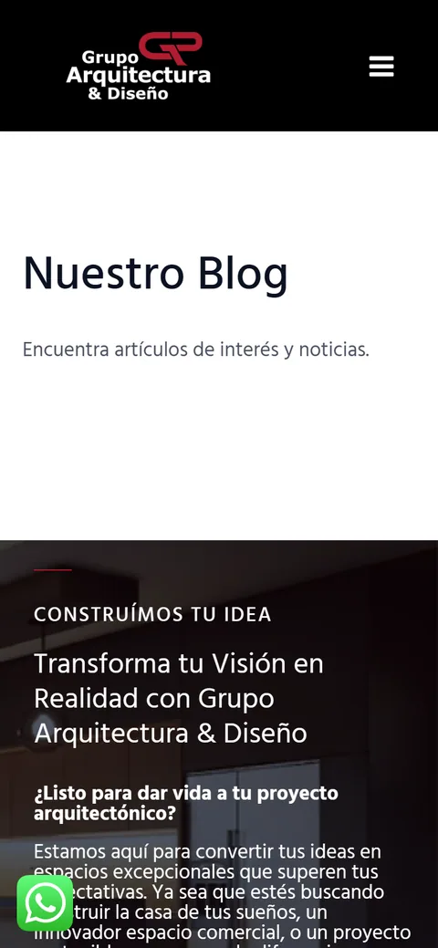 Sitio de Grupo Arquitectura & Diseño en movil, pantalla 2