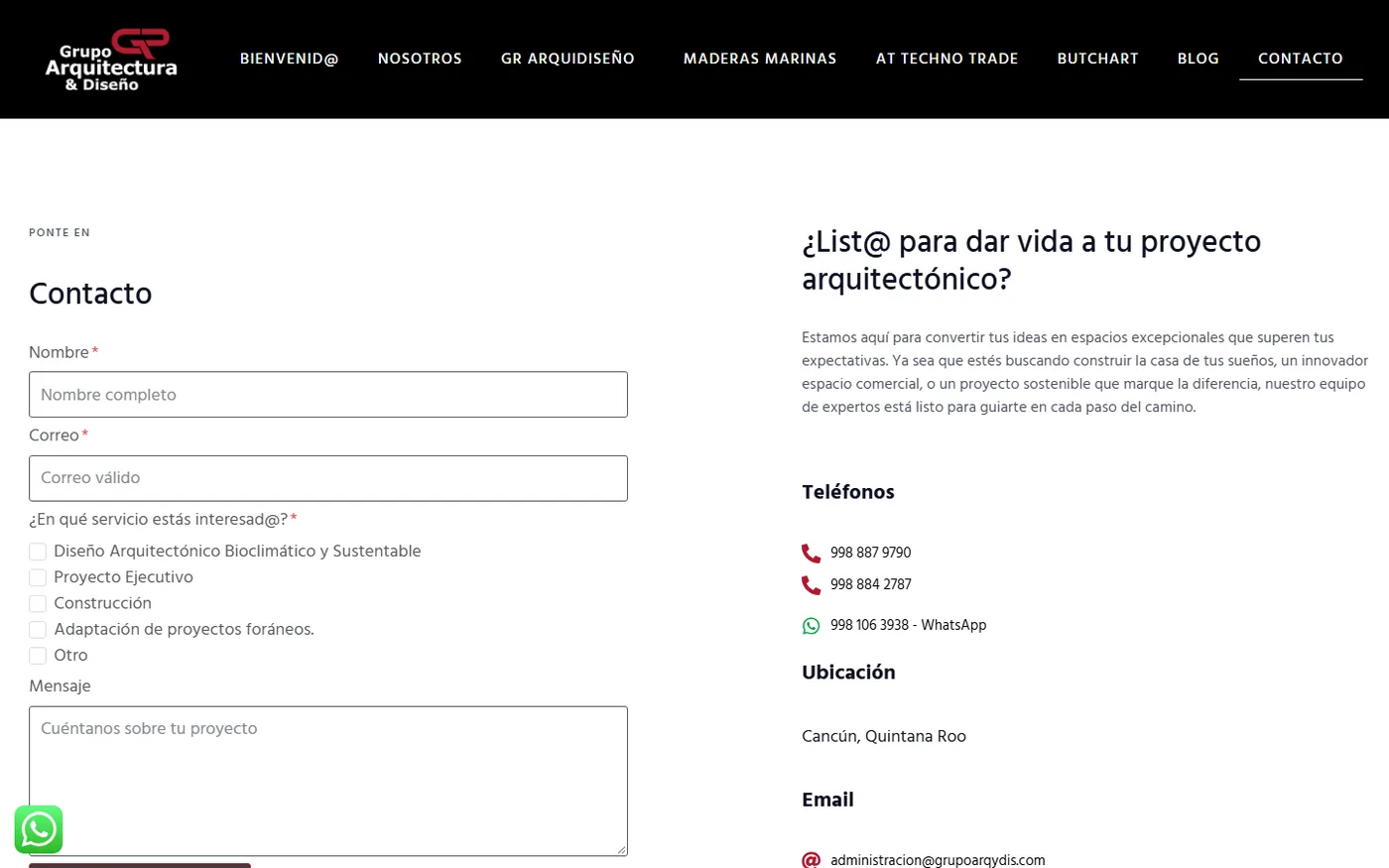 Sitio de Grupo Arquitectura & Diseño en escritorio, pantalla 3