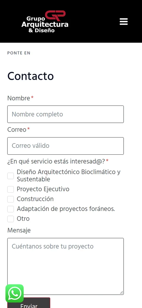 Sitio de Grupo Arquitectura & Diseño en movil, pantalla 3