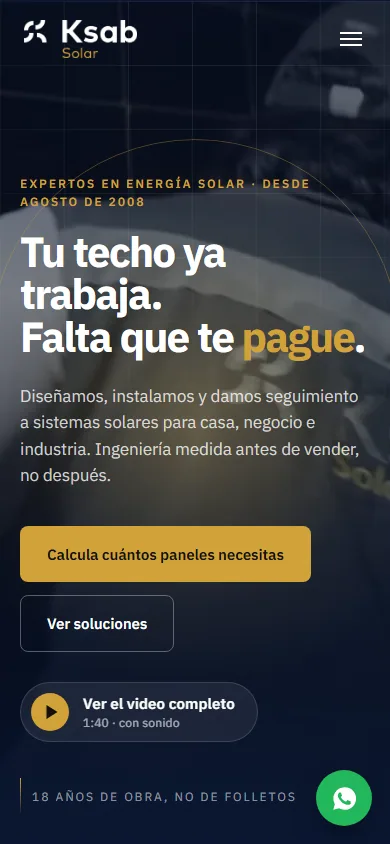 Grupo Ksab mobile website, screen 1