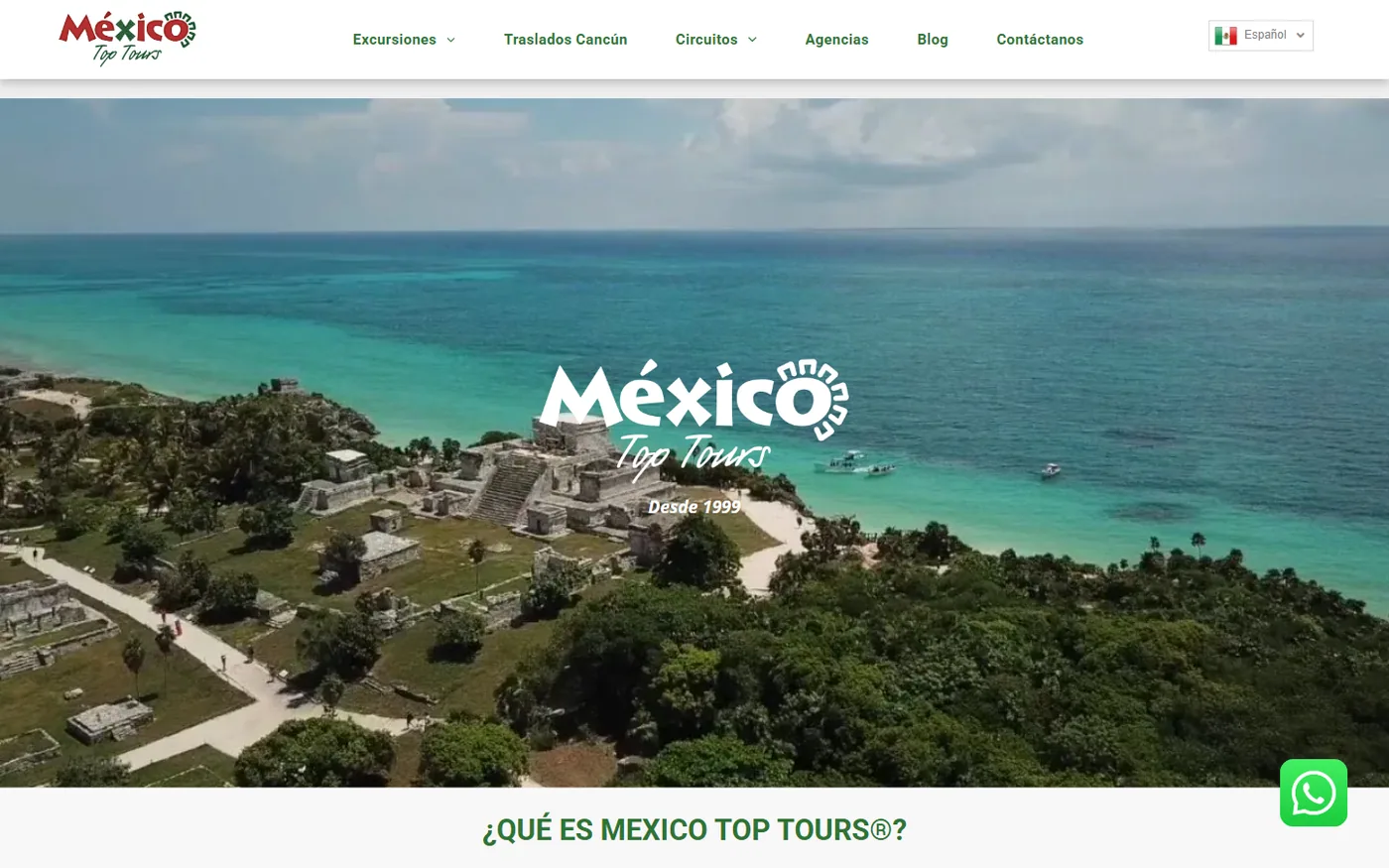 Sitio de Mexico Top Tours en escritorio, pantalla 3