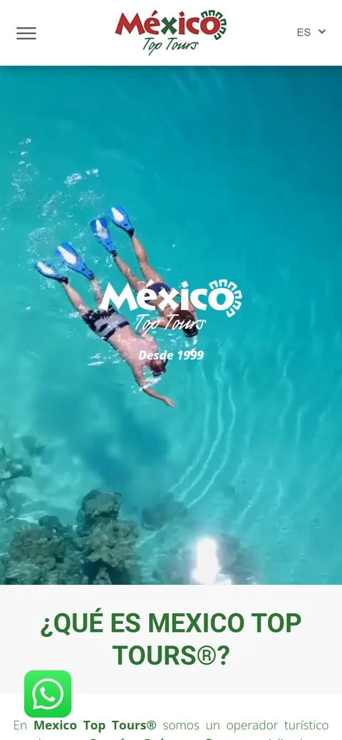 Sitio de Mexico Top Tours en movil, pantalla 3