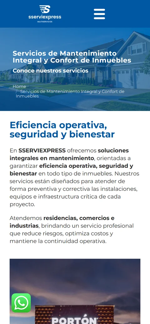 Sitio de Sserviexpress en movil, pantalla 3